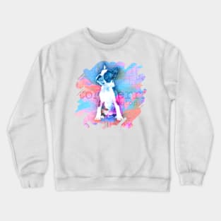 Boston Terrier Watercolor Digital Art Crewneck Sweatshirt